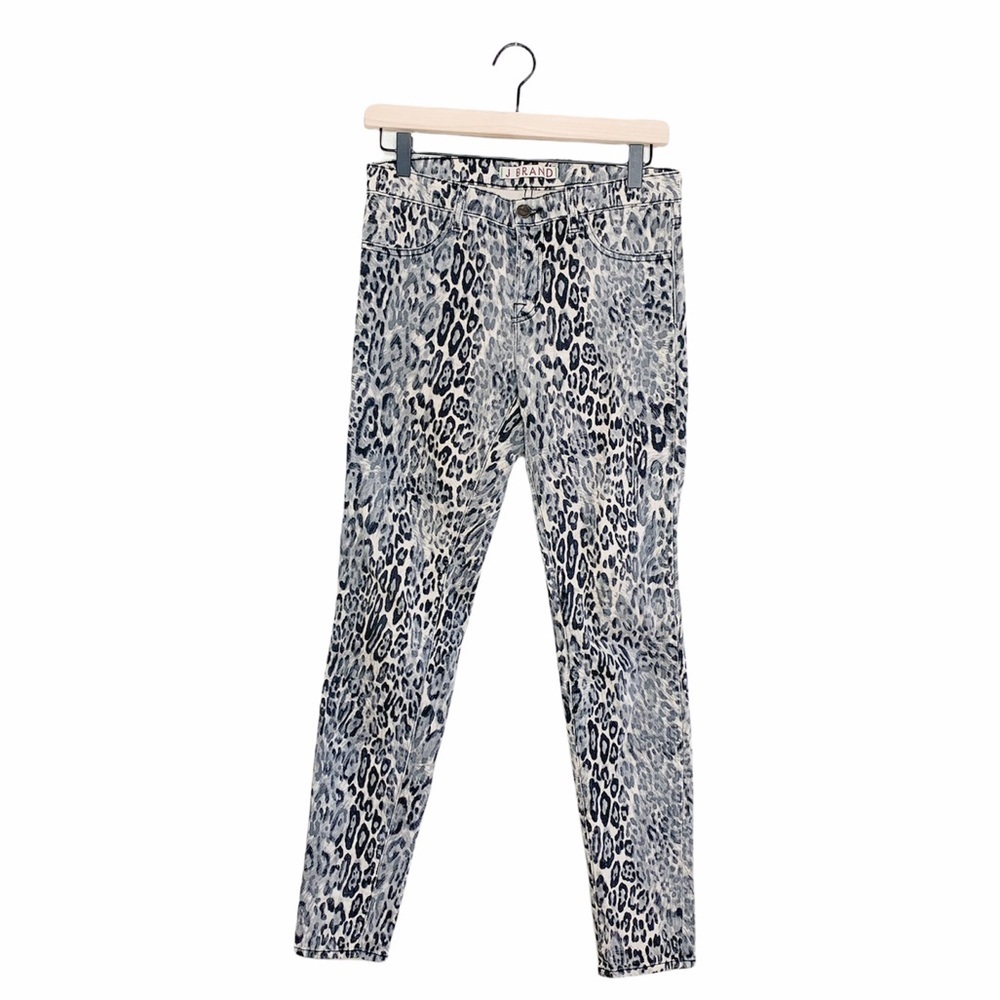 J Brand Snow Leopard Animal Print Stretchy Skinny Leg Pants 27โ